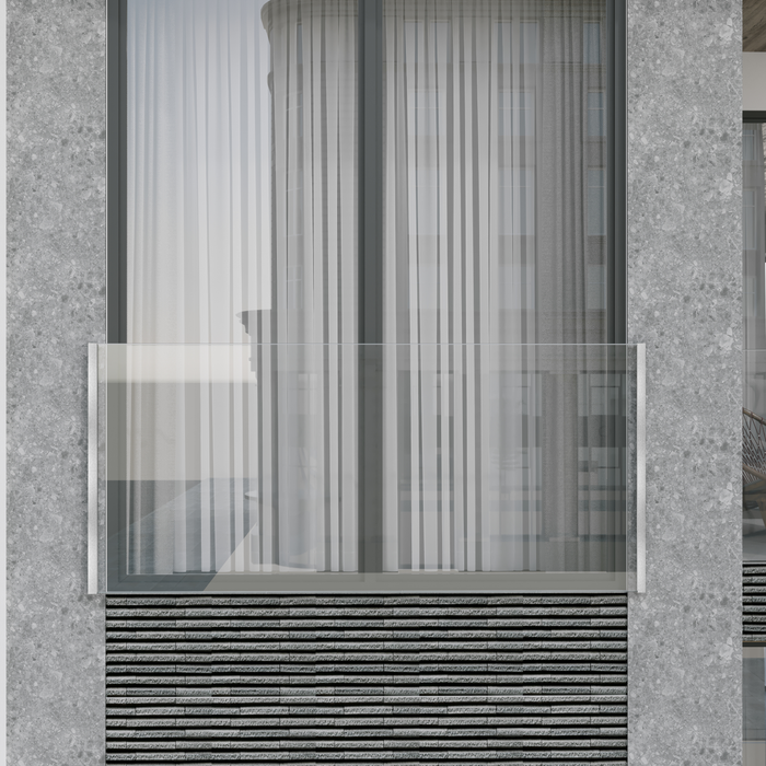 Toughened Laminate Glass Juliet Balcony & Top Mount System (Aluminium, Anodised)