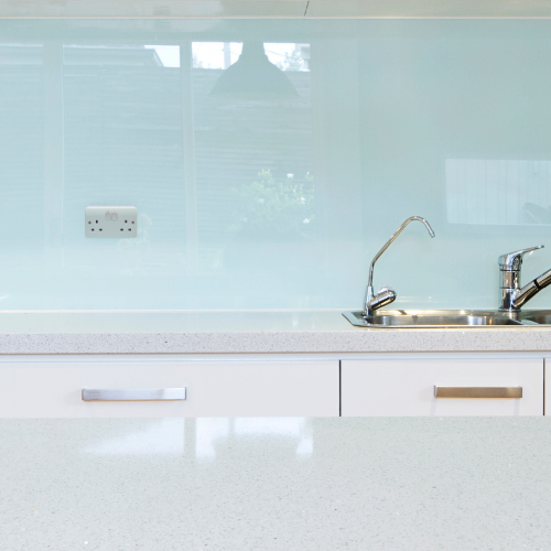 Painted Glass Splashback In A Modern Kitchen