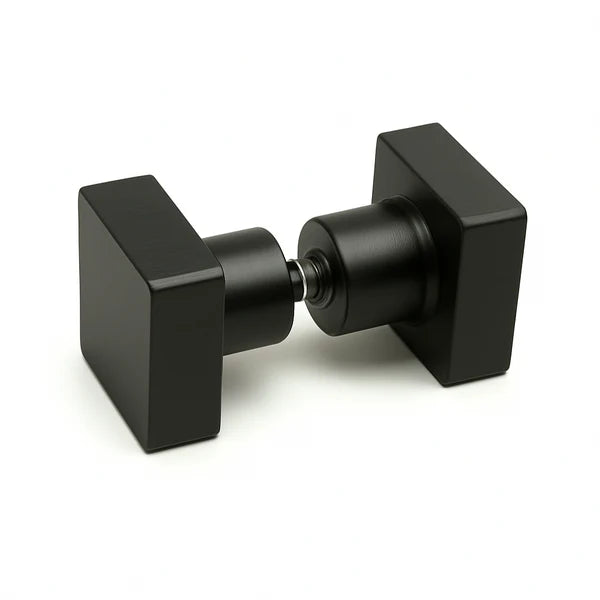Matt Black Square Double Pull Glass Door Knob