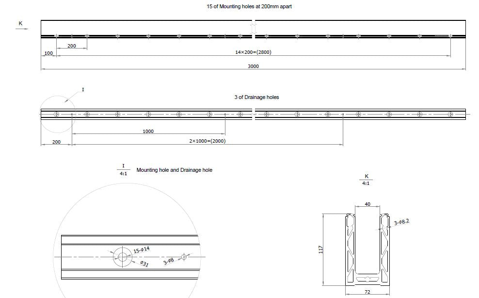 3M Glass Balustrade Channel with Wedge Kit and End Caps
