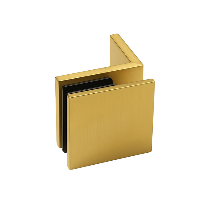 90° Offset Plate Wall to Glass Bracket Brushed Gold