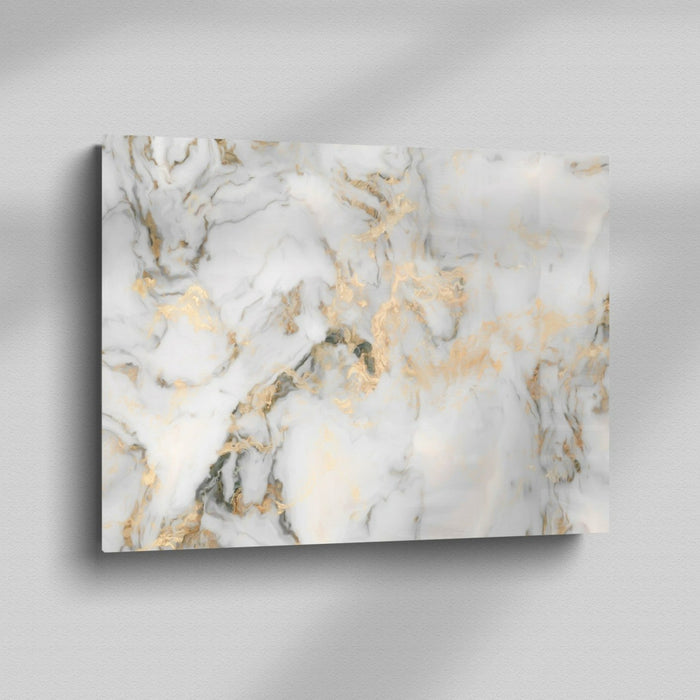 Glass Print White and Gold Marble