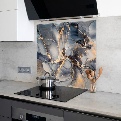 Toughened Printed Kitchen Glass Splashback - Luxury Abstract Marble Fluid