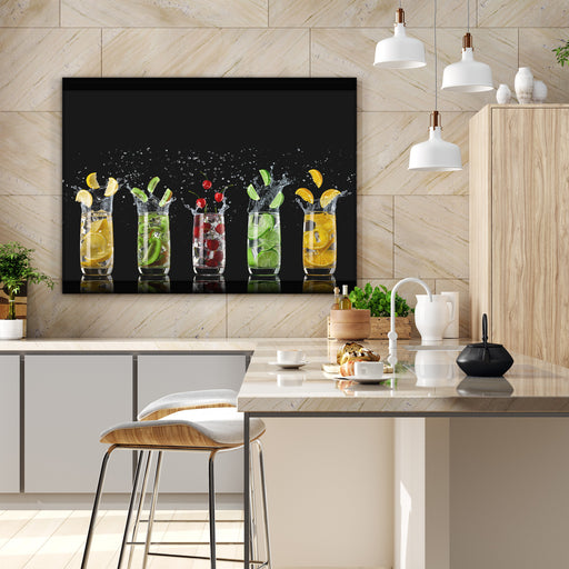 Printed Glass Wall Art - Splashing Fruit Glasses