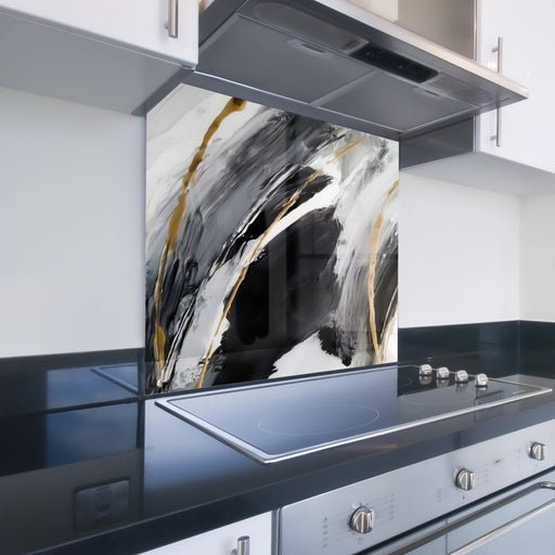Printed Kitchen Glass Splashback - Monochrome Abstract