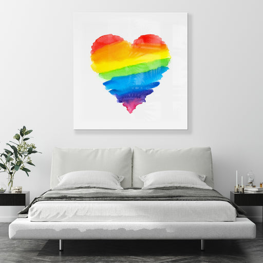 Printed Glass Wall Art - Rainbow Heart