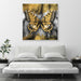 Printed Glass Wall Art - Black & Gold Butterfly 