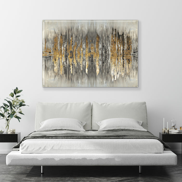 Printed Glass Wall Art - Gold Abstract Design