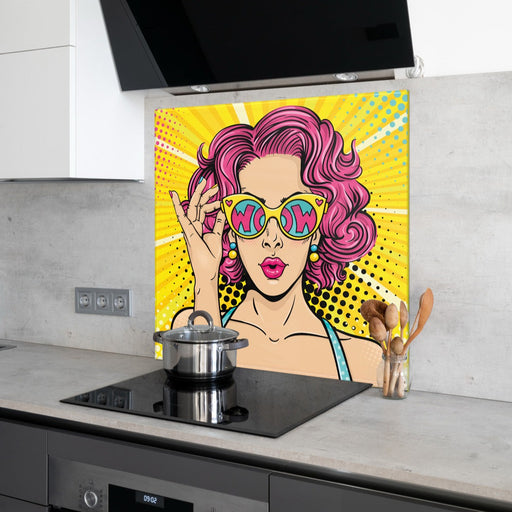 Toughened Printed Kitchen Glass Splashback - Wow Girl Pop Art