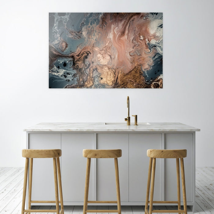 Printed Glass Wall Art - Copper Marble
