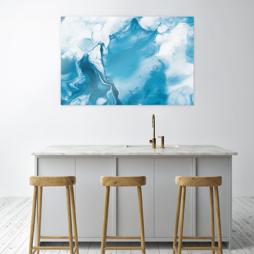 Cloudy Blue Marble Printed Glass Wall Art