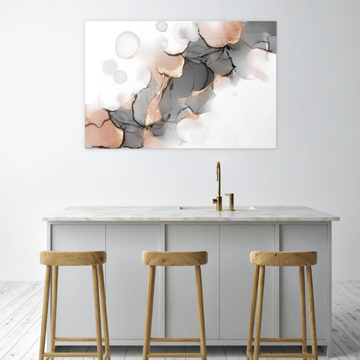 Printed Glass Wall Art - Grey Pink Gold Marble