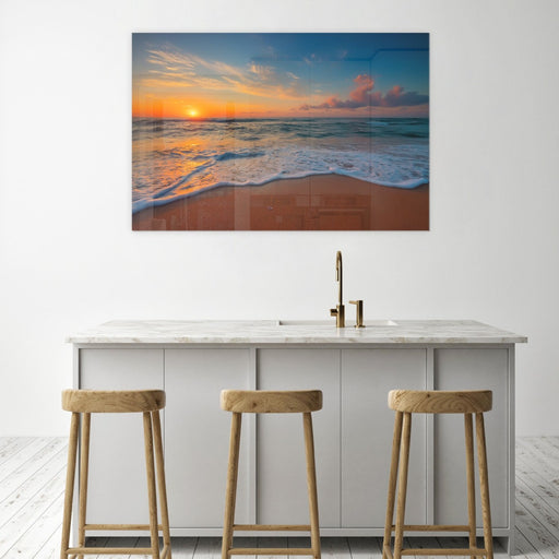 Printed Glass Wall Art - Sunset Cloudscape Over The Sea