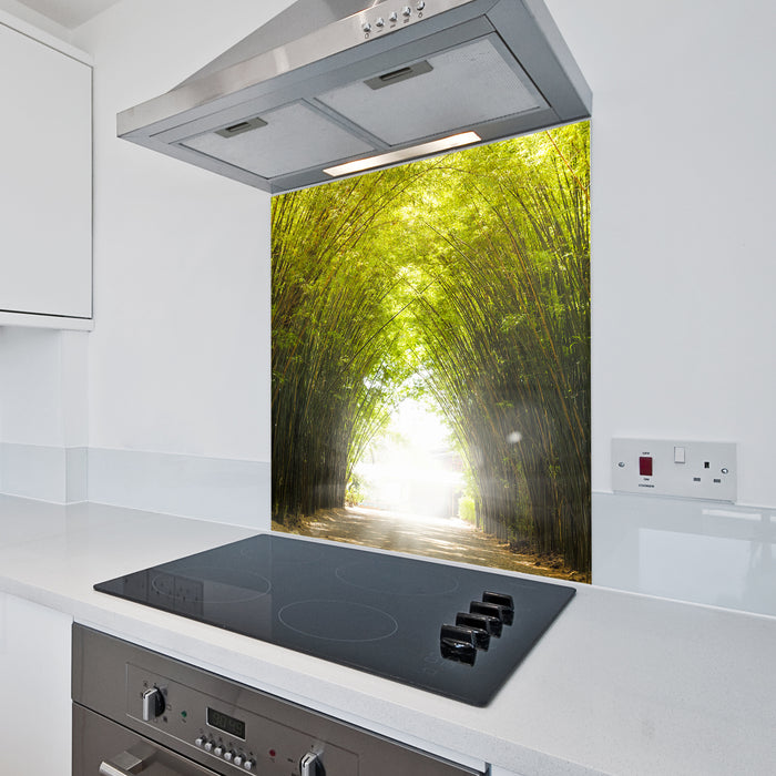 6mm Toughened Printed Kitchen Glass Splashback - Bamboo Tunnel 763