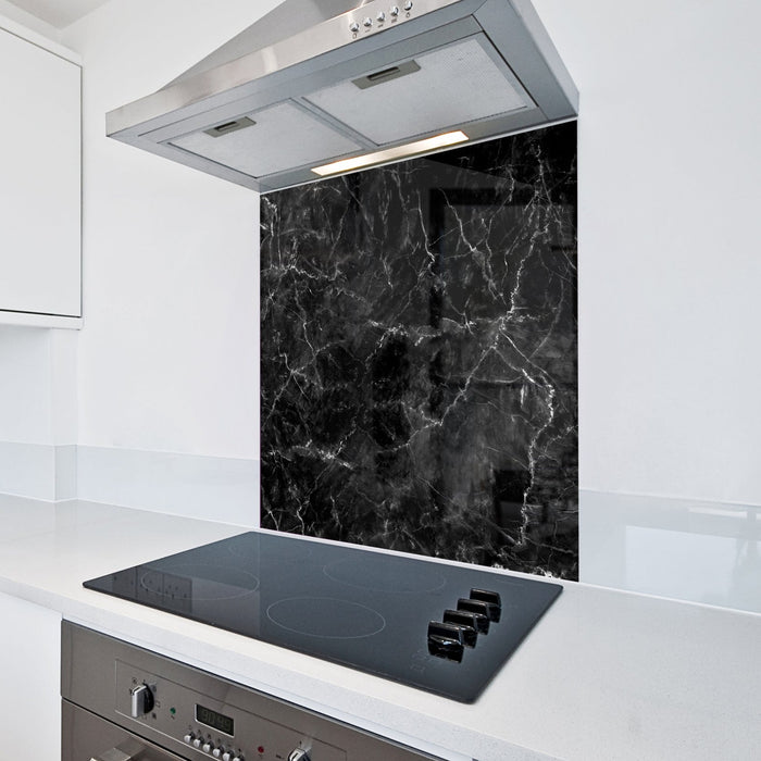 Printed Kitchen Splashback - Black Marble 