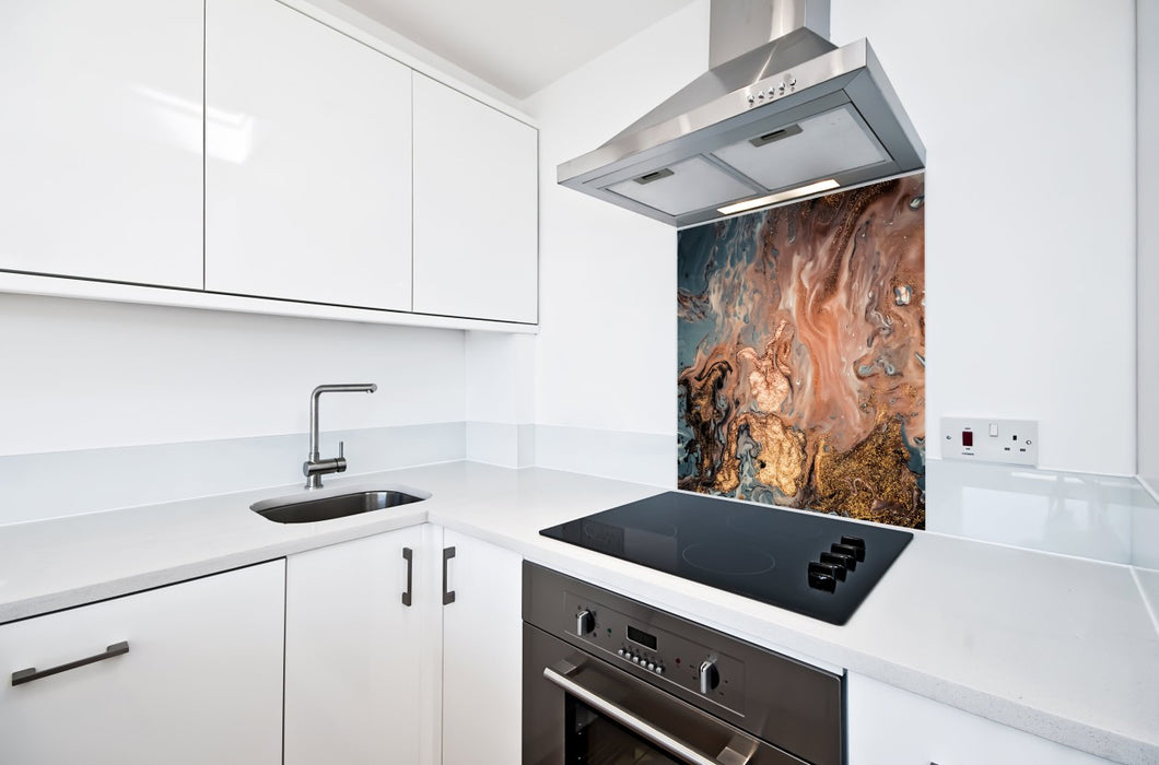 copper marble kitchen splashback