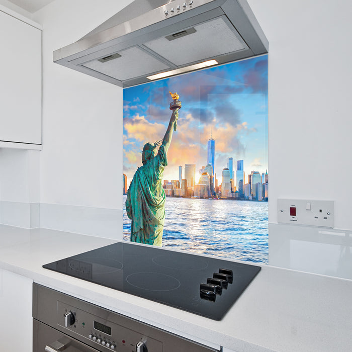 6mm Toughened Printed Kitchen Glass Splashback - New York Skyline 455