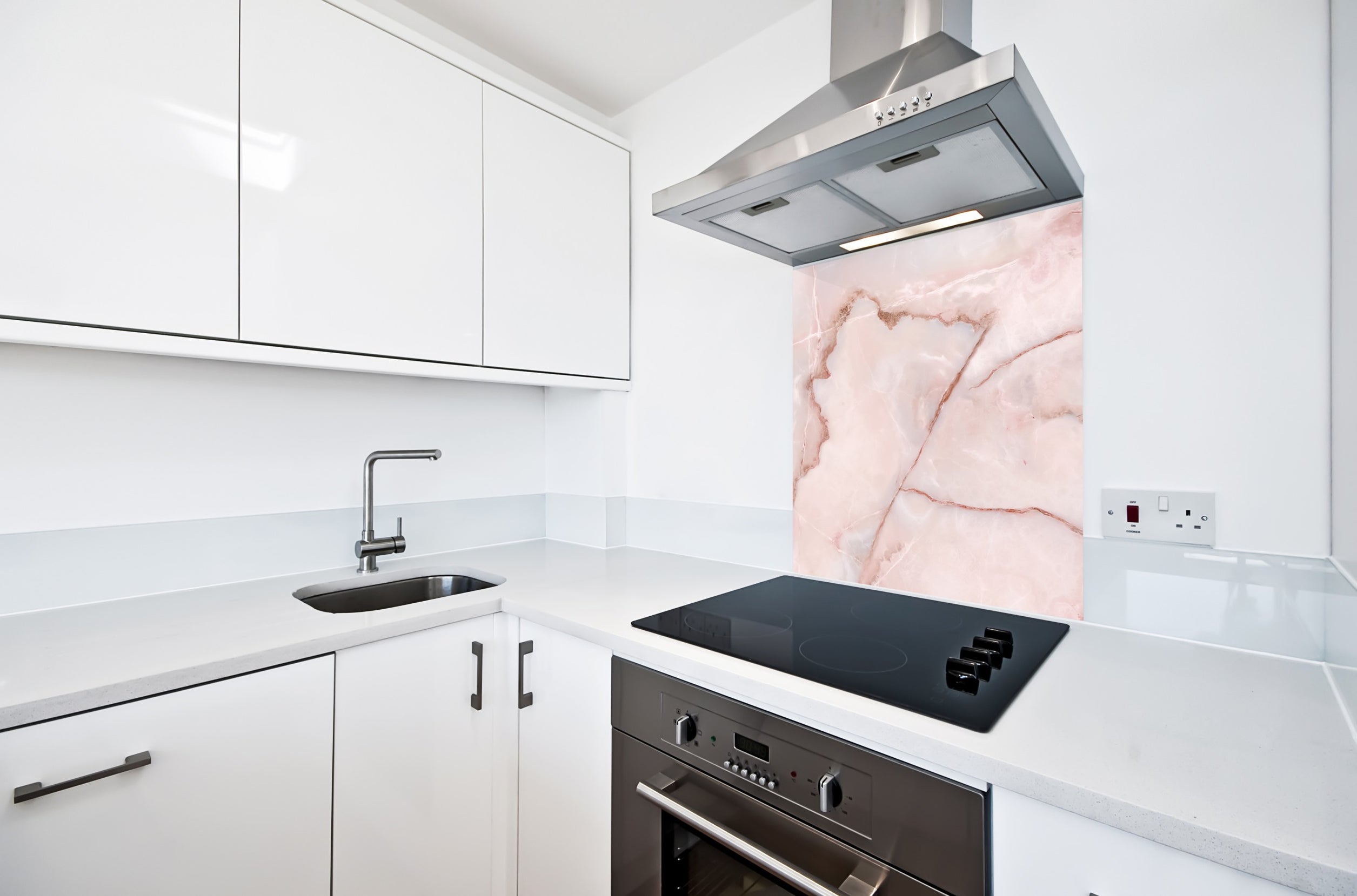 6mm Toughened Printed Kitchen Glass Splashback - Pink Marble — Express ...
