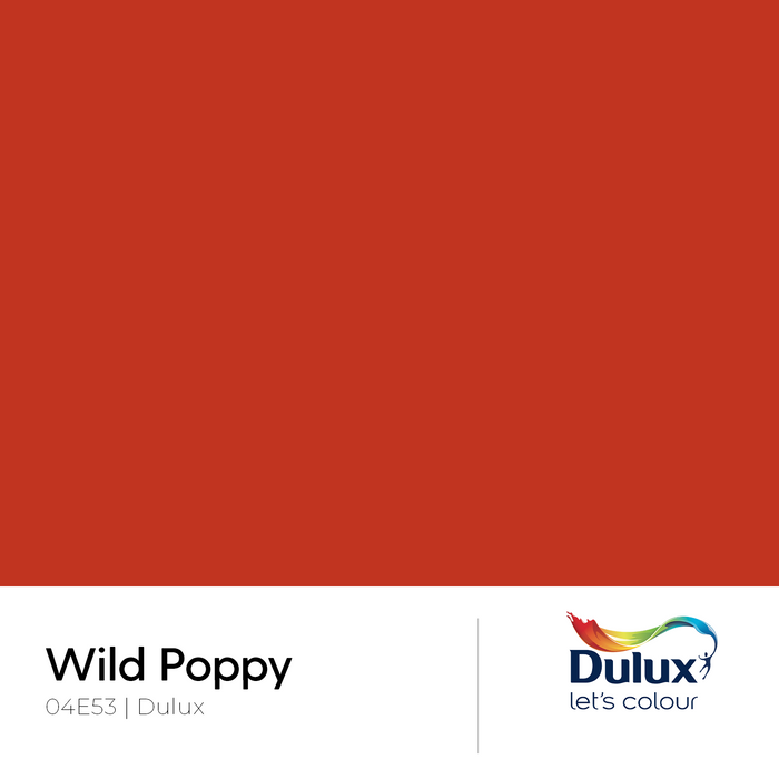 6mm Toughened Painted Kitchen Glass Splashback - Wild Poppy Dulux 04 E 53